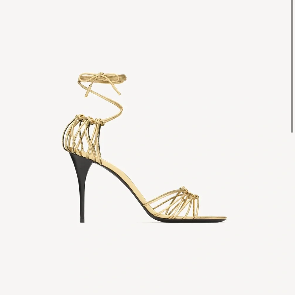 Saint Laurent Metallic Gold BABYLONE SANDALS 37.5 - Picture 7 of 7